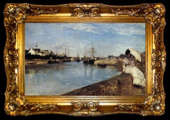 framed  Berthe Morisot Vue du petit Port de Lorient, ta009-2